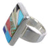 Heavy Multicolor Inlay Sterling Silver Ring Size 5-3/4 WX37666